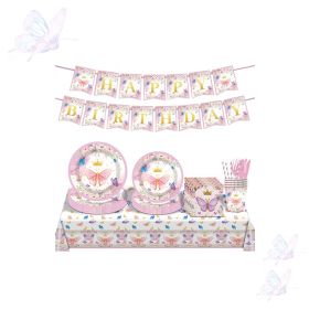 Butterfly 10 Guest Stamping Tableware Decoration Paper Plate Paper Cup Napkin Set