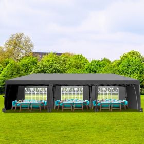 3X9m Deep Gray Folding Shed Oxford Cloth White Spray Painted Frame With 8 Sandbags And Tugboat Bag